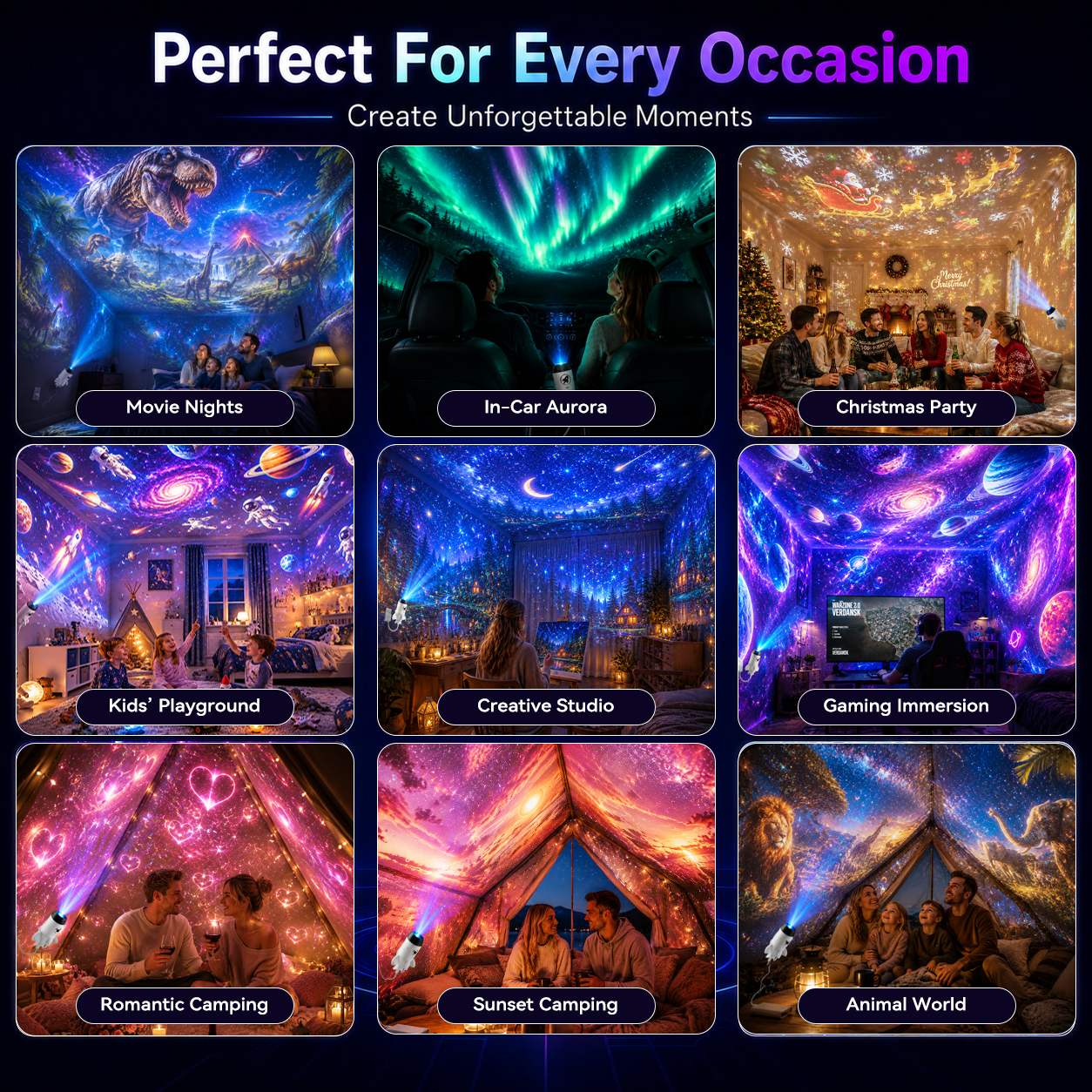 Official Store | 🎁🎁🎁 SCNDR® Rocket Smart Holographic Star Projector (HD Smart Dynamic 5D)