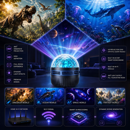 Official Store | 🦖🎁SCNDR® 360° Smart Holographic Starry Sky Projector (HD Smart Dynamic 5D)