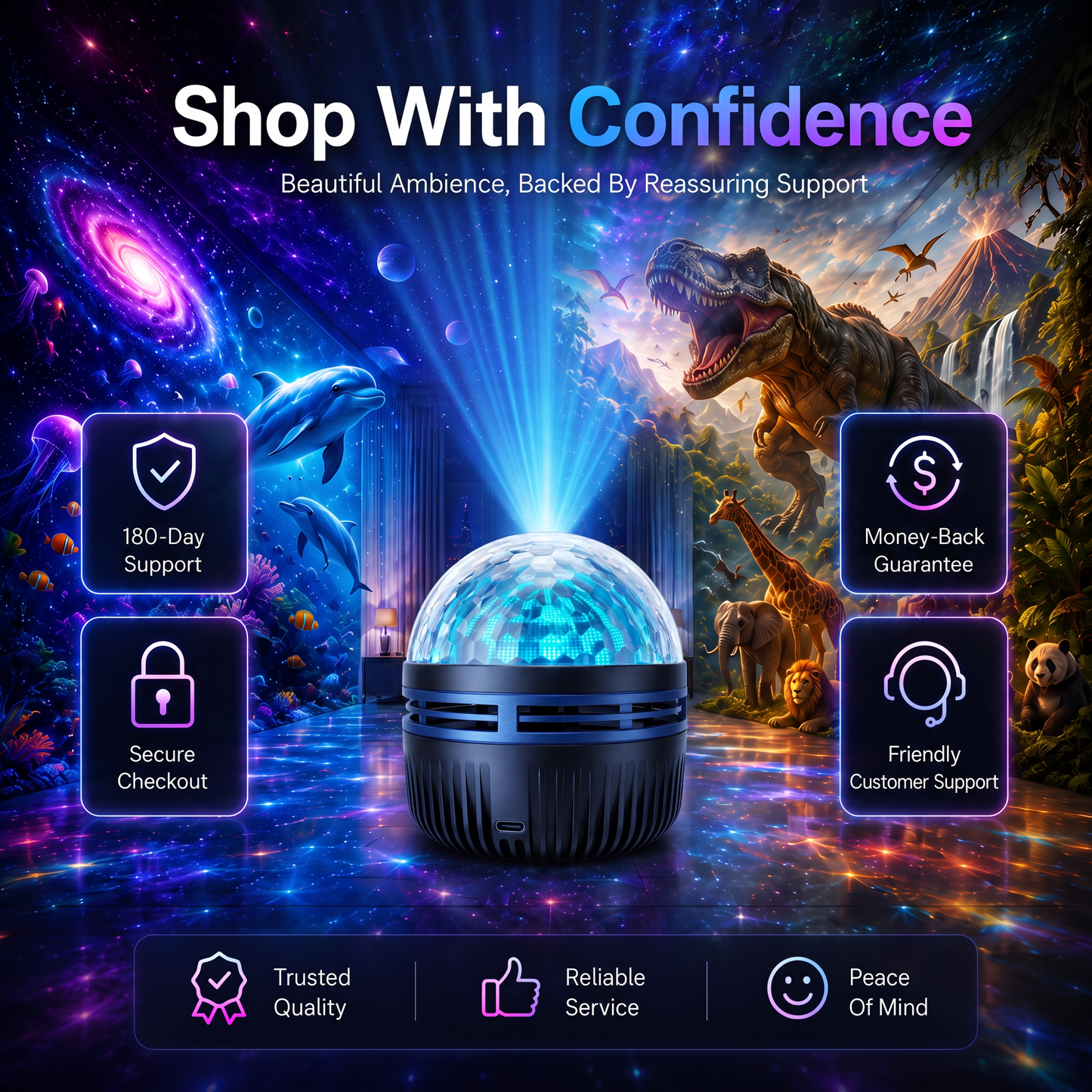 Official Store | 🦖🎁SCNDR® 360° Smart Holographic Starry Sky Projector (HD Smart Dynamic 5D)