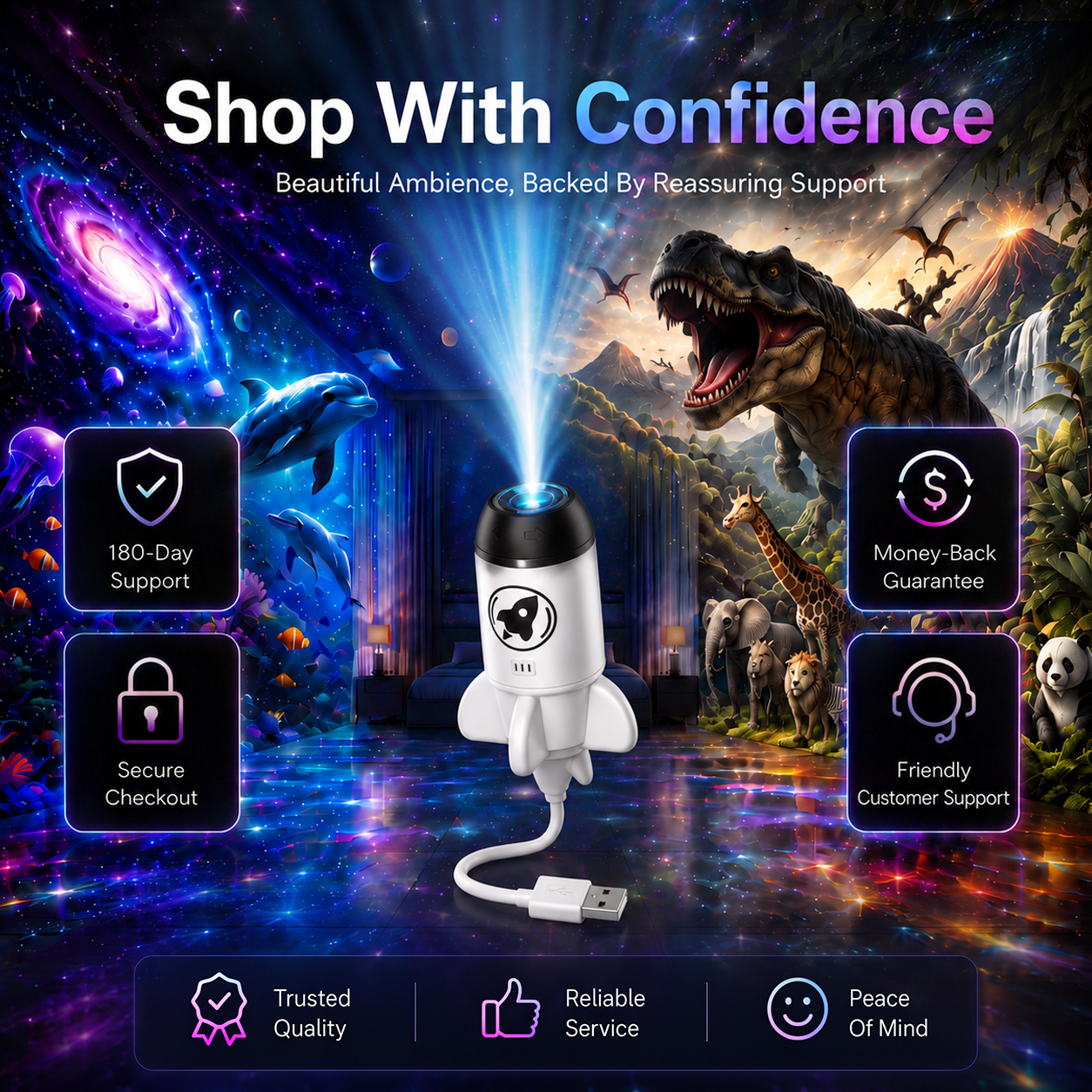 Official Store | 🎁🎁🎁 SCNDR® Rocket Smart Holographic Star Projector (HD Smart Dynamic 5D)