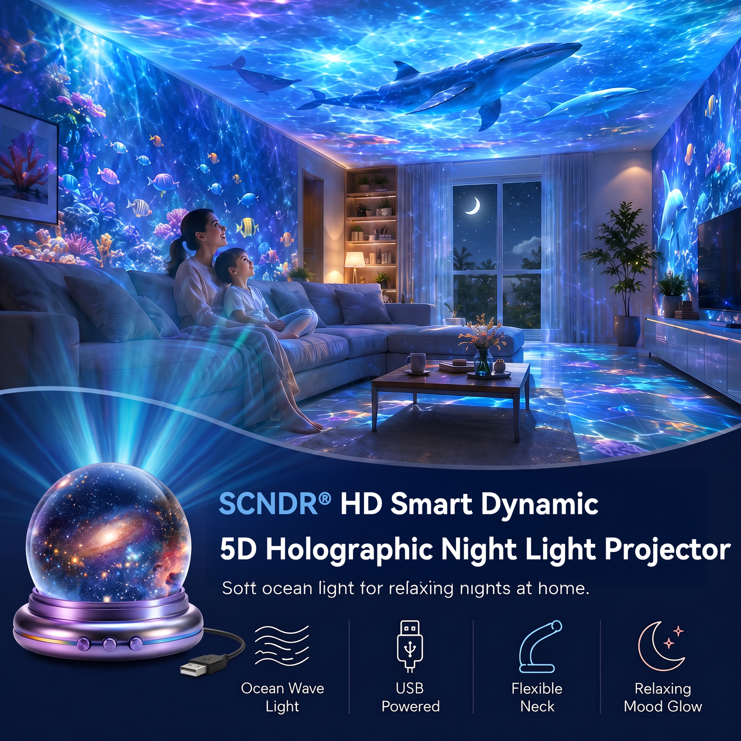 Official Store |✨🐉SCNDR® 360° Smart Holographic Starry Sky Projector (HD Smart Dynamic 5D)