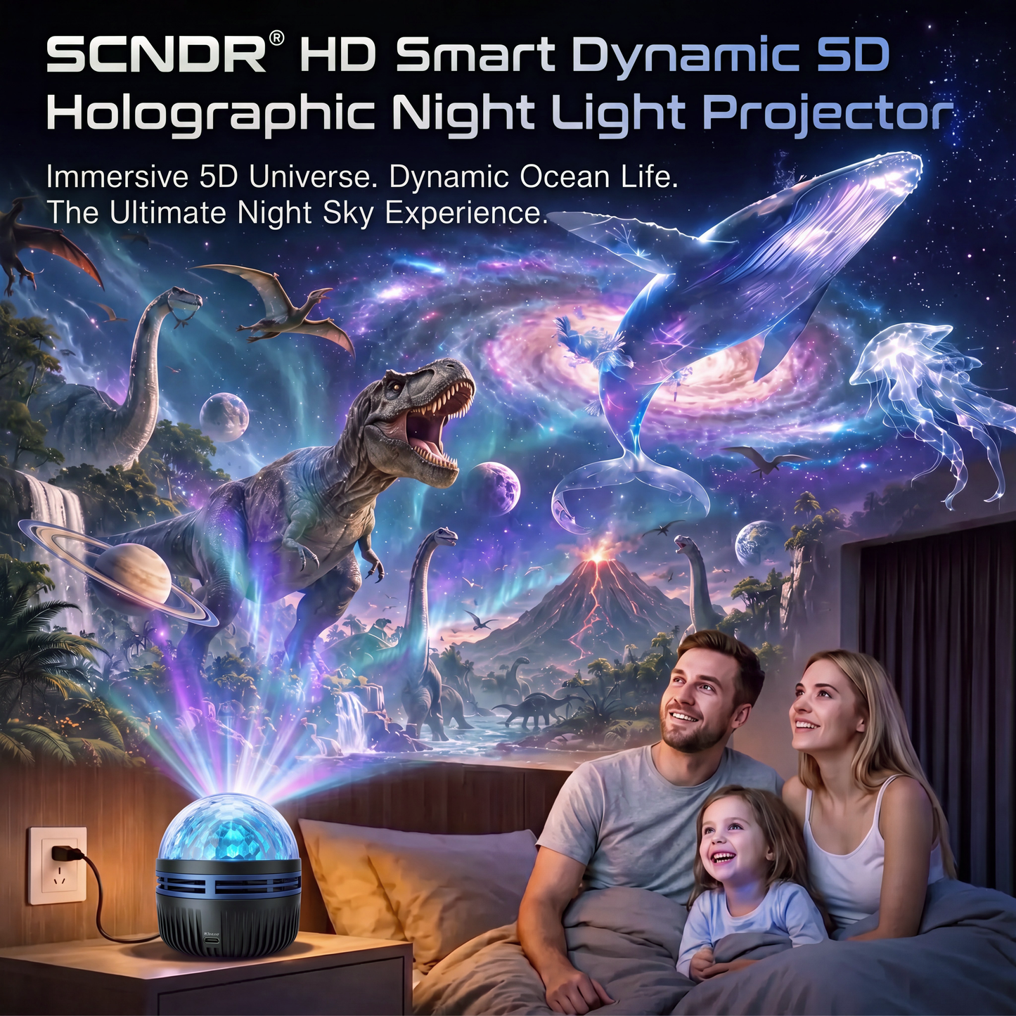 Official Store | 🎉🎁SCNDR® 360° Smart Holographic Starry Sky Projector (HD Smart Dynamic 5D)
