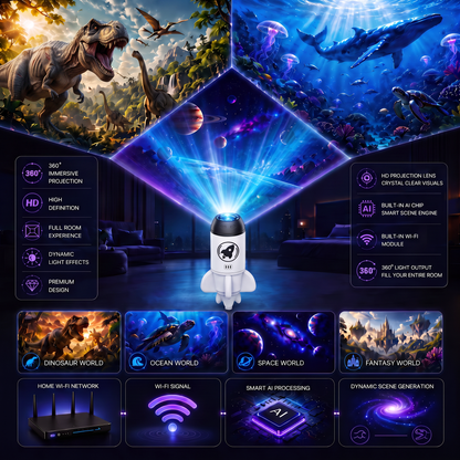 Official Store | 🎁🎁🎁 SCNDR® Rocket Smart Holographic Star Projector (HD Smart Dynamic 5D)
